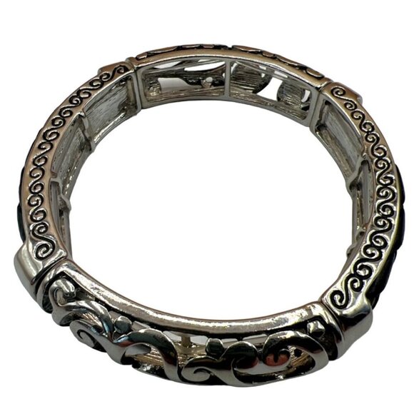 Retro Black Teardrop Pendant Necklace & Silver Bracelet Set   B42 - Picture 13 of 14